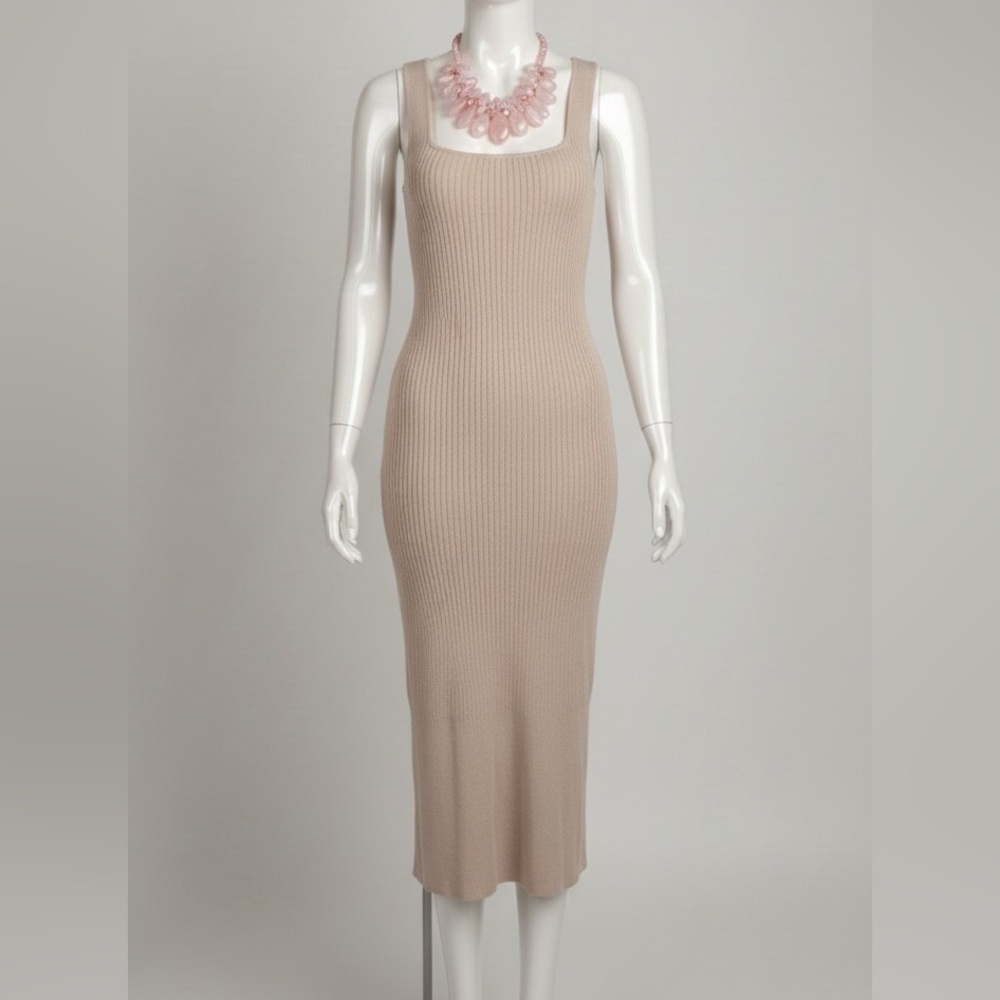 Olive & Oak Sleeveless Ribbed V Neck Dress